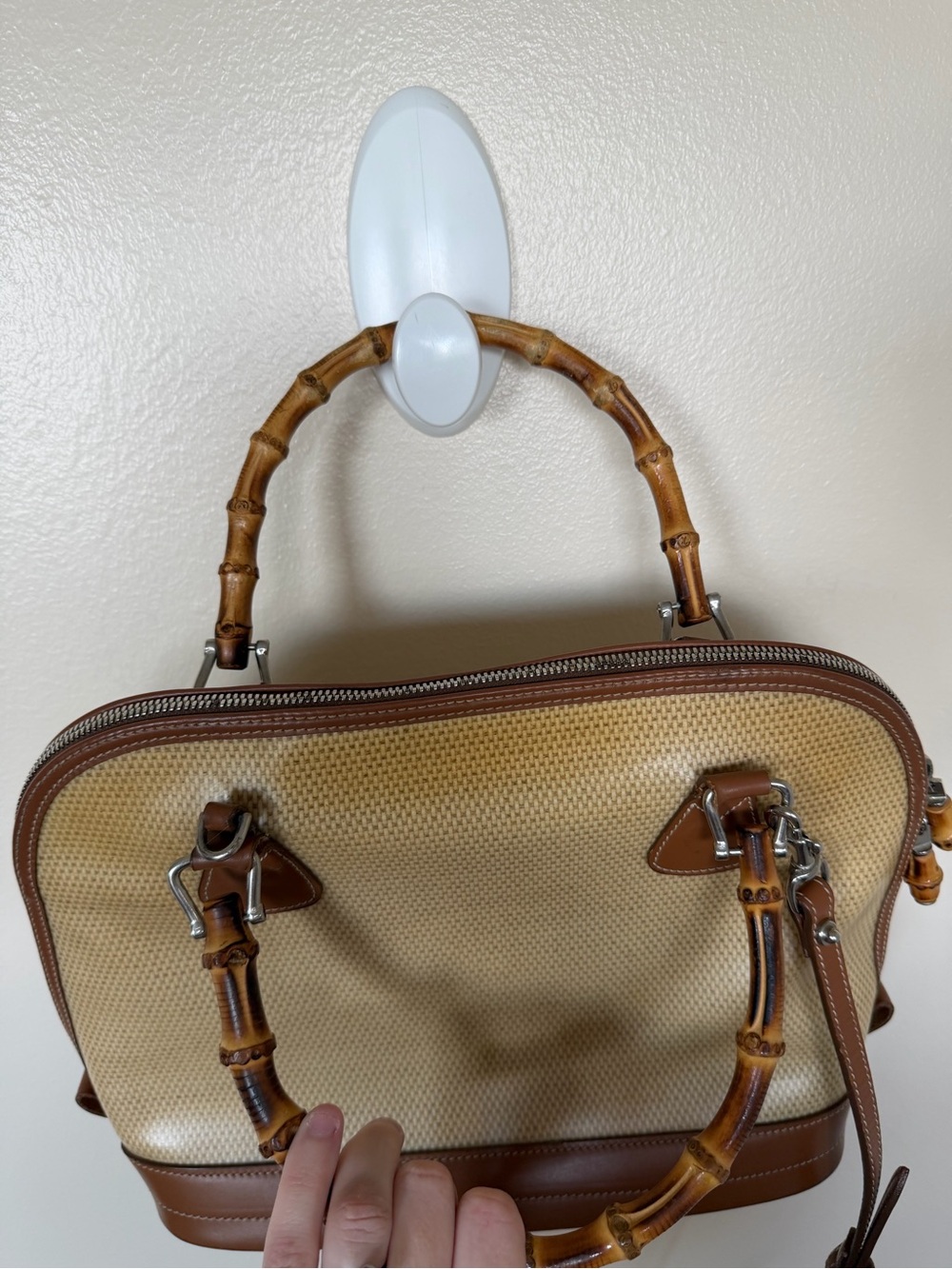 DOONEY & BOURKE Vintage Handbag Shoulder bag with Bamboo Handles - Picture 12 of 14